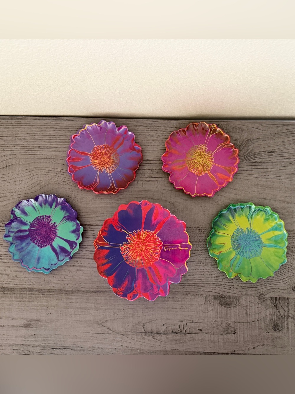 2000 Andy Warhol Floral Decorative Dessert Plates set of 4
